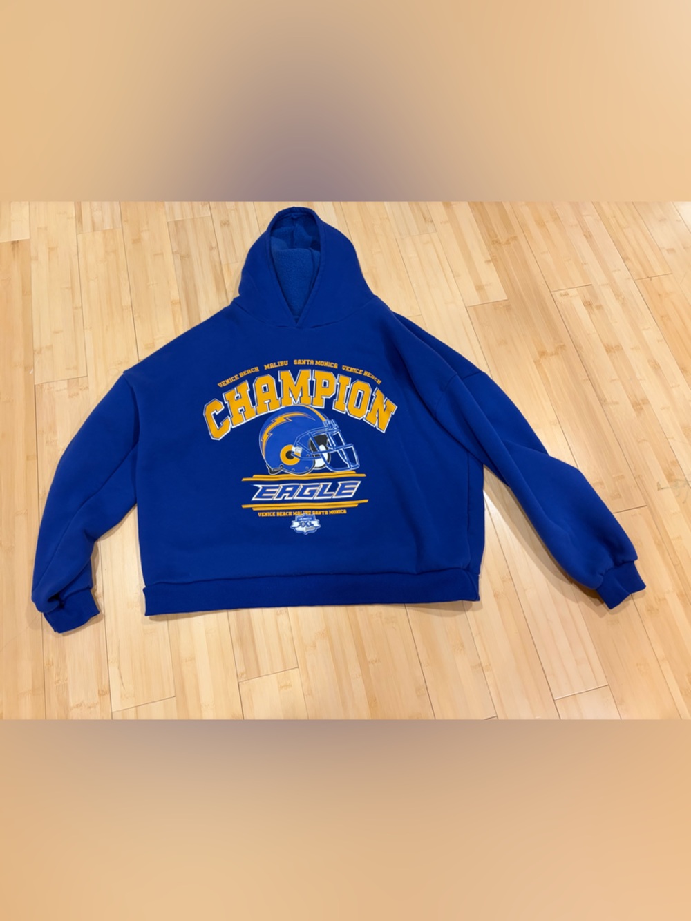 Edikted Blue Champion Eagle Graphic Hoodie